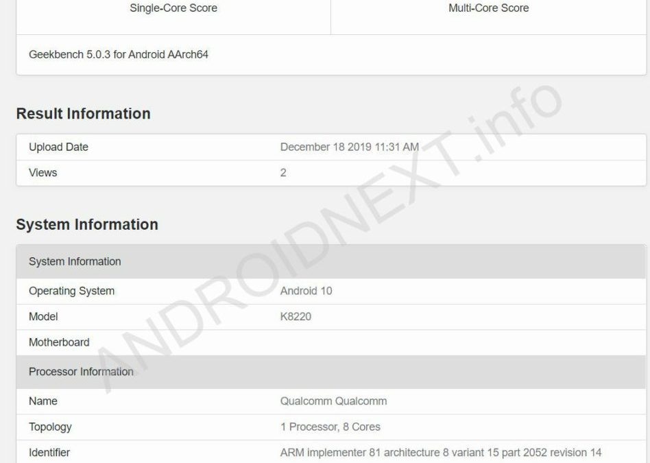 Sony Xperia K8820 Spotted on Geekbench with Snapdragon 765 Soc,