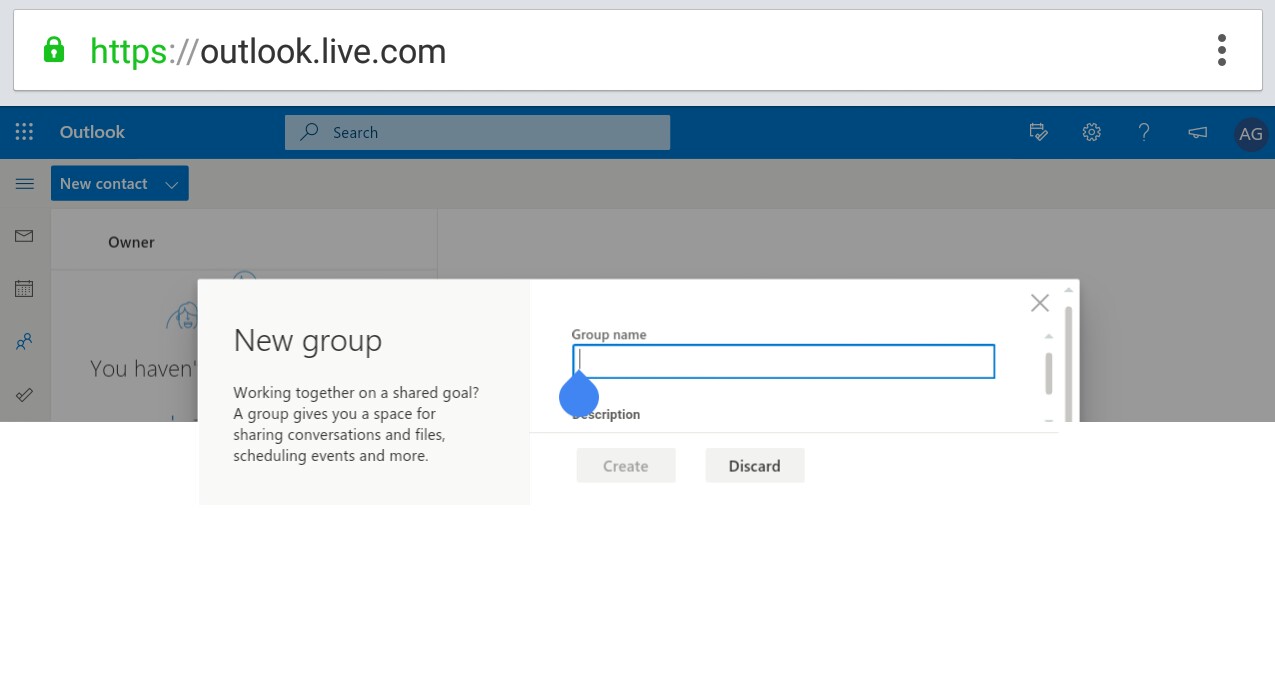 how to create group in outlook web app
