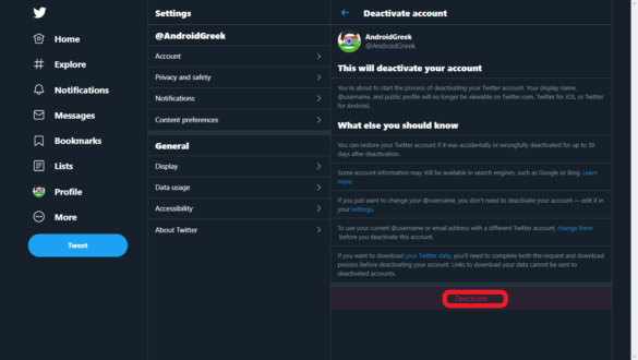 How to deactivate your Twitter account using Mobile, Desktop or Browser