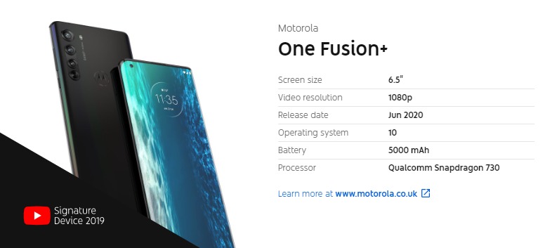 Reportedly, Motorola One Fusion+ release Date confirmed, and Keyb specification revealed