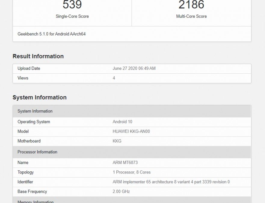 Honor X10 Max spotted on Geekbench with Dimensity 800 Soc reveals key specification