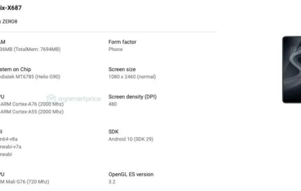 Infinix ZERO 8 spotted on Google Play Console with Key Specification