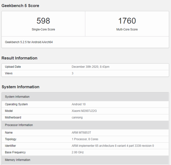 Redmi Note 9T 5G Spotted on Geekbench with Dimensity 800U chipset, and more