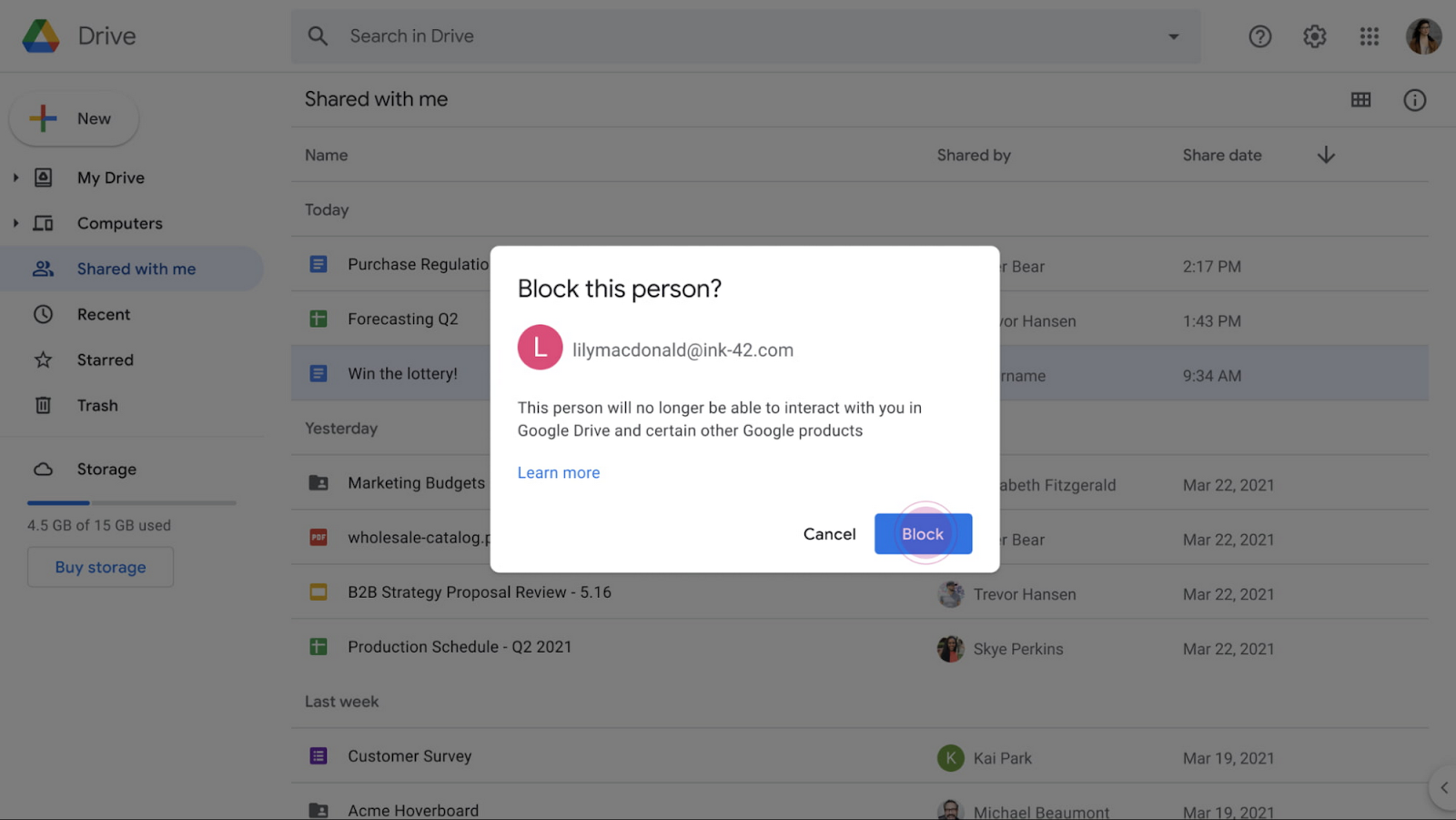 How to Block Spammer from Sharing file link of your Google Drive