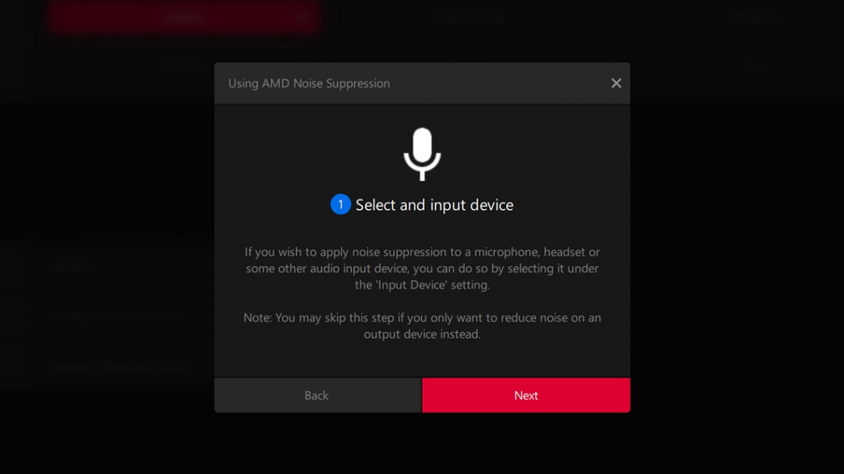 Enable AMD Noise Suppression within the Audio & Video tab in Settings