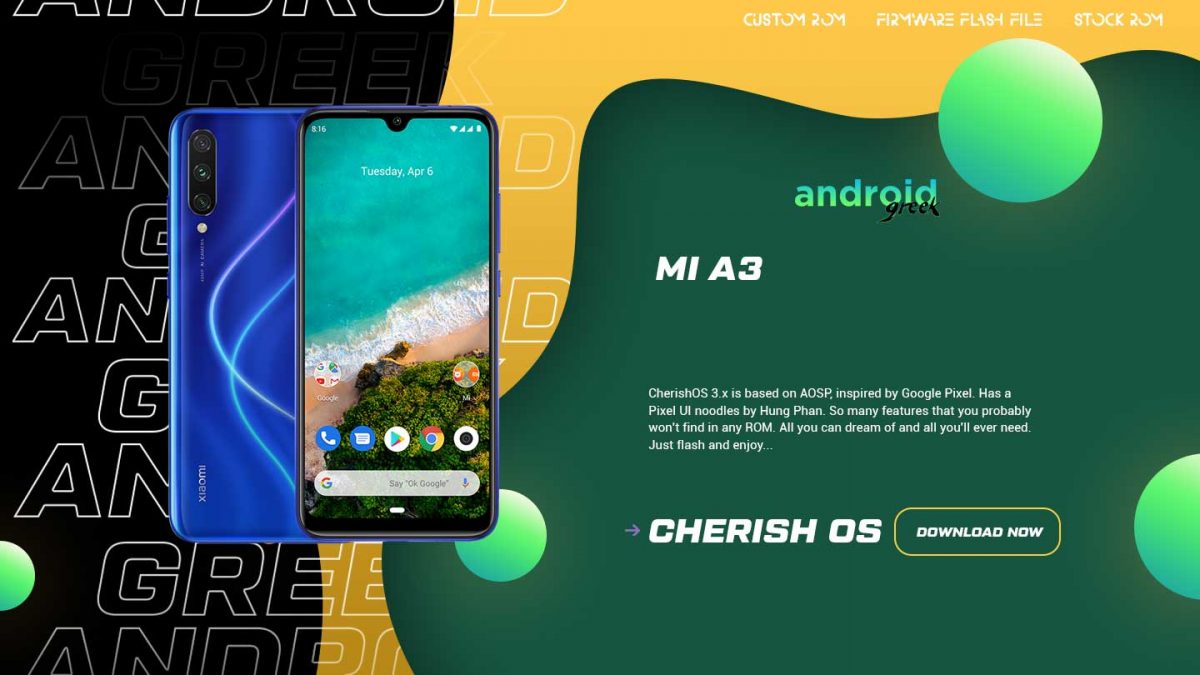 Download Android 13 Cherish OS 4.0 for Mi A3 (Laurel Sprout)