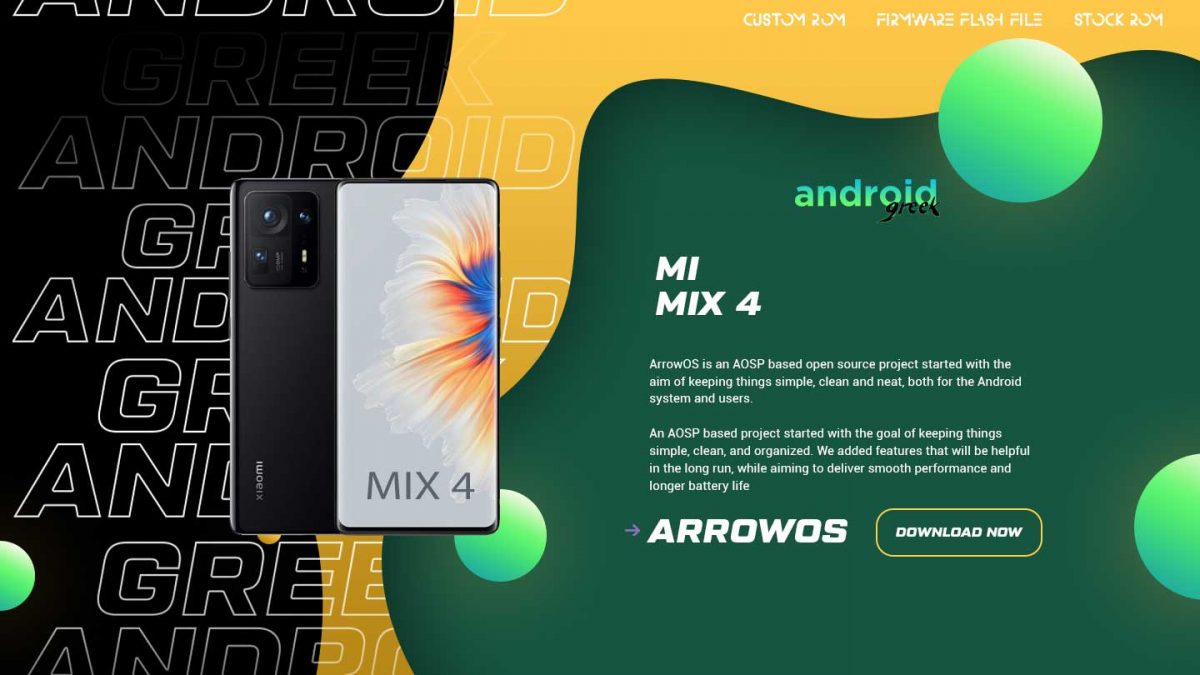 Download Android 13 ArrowOS 13.0 for Mi Mix 4 (odin)