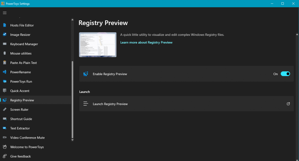Microsoft PowerToys adds Registry preview to edit Windows Registry files.
