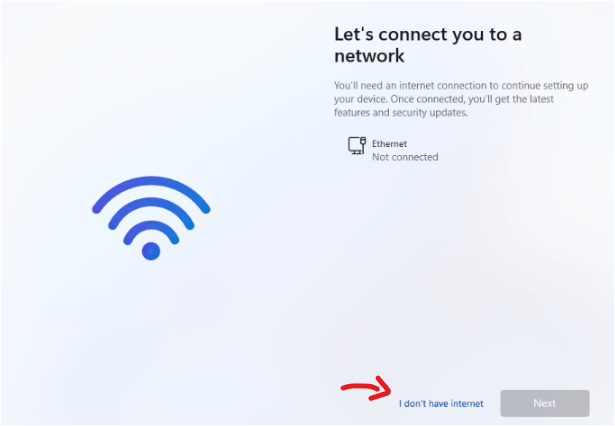 How to set up Windows 11 without an internet connection and bypass the "Let's connect you to a network" prompt.