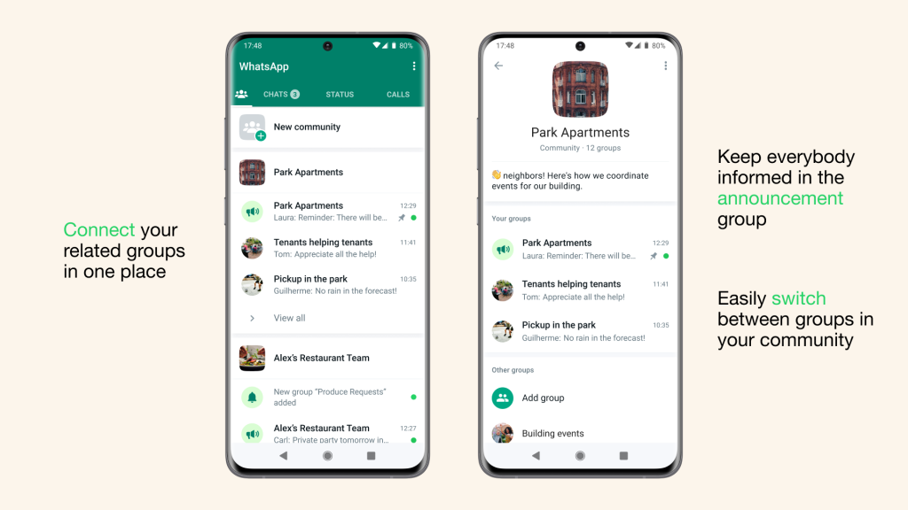 WhatsApp Beta is rolling out with the following new features: Silence unknown callers, Group mention, Community entry point, Message editing, Group calling, and several new features to Channels.
