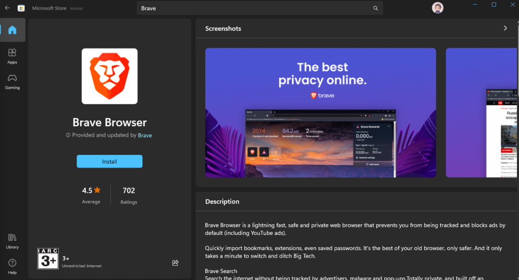 Brave Browser adds support for vertical tabs for desktop users