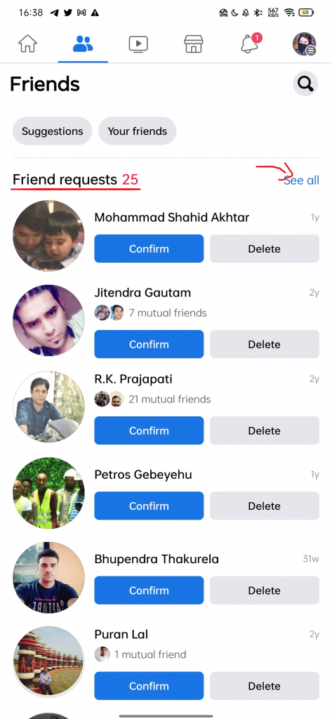 Check Facebook Friend Requests on Android, iOS, Browser, and Windows App.