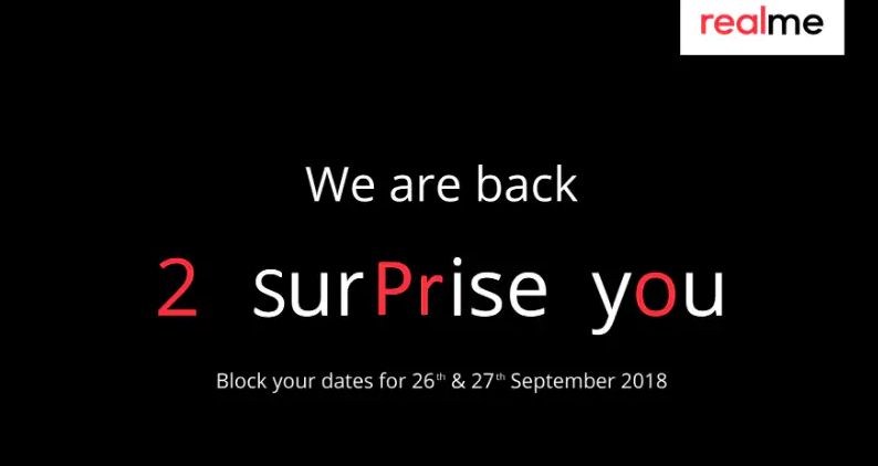 Realme sent a media invitation for Realme 2 Pro revealed in India, launched on September 27