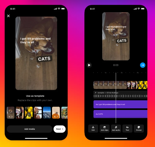 Instagram is rolling out templates to create reels