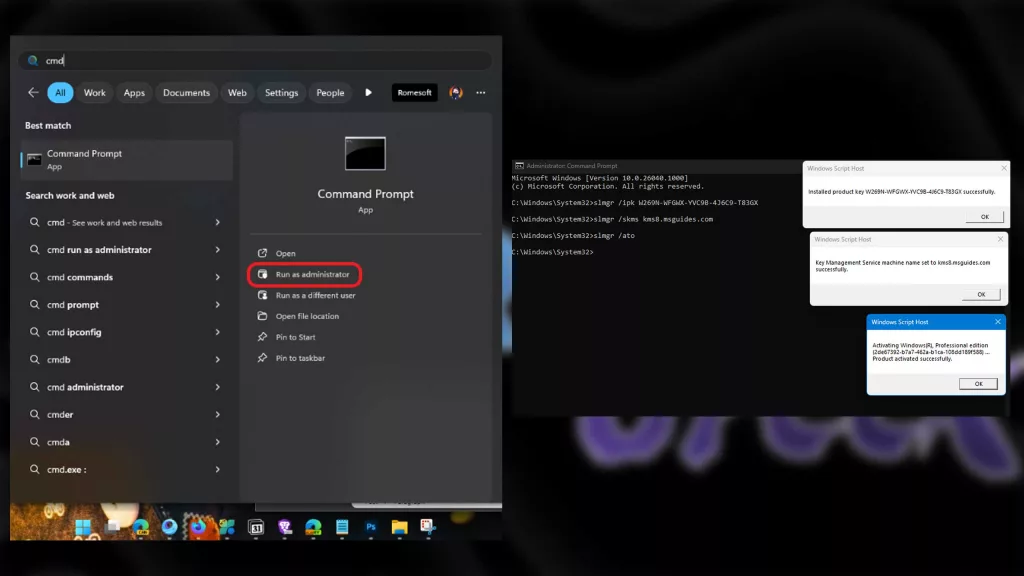 How to activate Windows 11 without a product key via CMD.